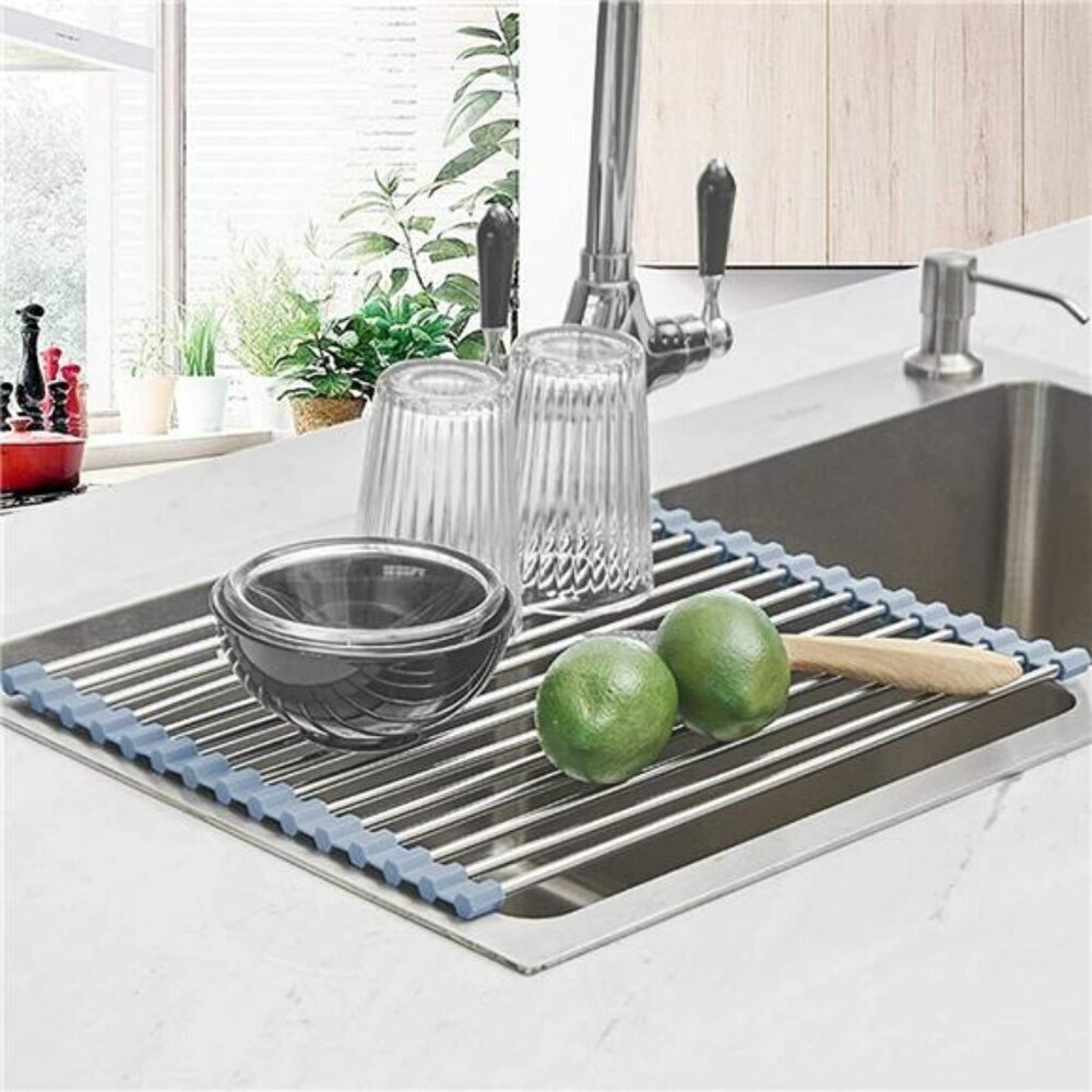 Seropy Roll Up Dish Drying Rack Over Sink Stainless Steel Foldable Kitchen Rack - Picture 2 of 7